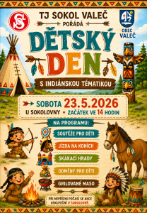 Plakát dětský den s indiánskou tématikou 23.5.2026 od 14h